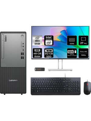 Lenovo Thinkcentre Neo 50T Intel Core I3 13100 48GB 512GB SSD 27" Fhd Monitör Fdos Masaüstü Bilgisayar & Per4 USB Bellek 12UB0009TRP909