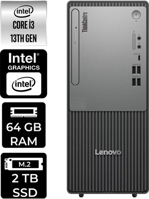 Lenovo Thinkcentre Neo 50T Intel Core I3 13100 64GB 2tb SSD W11P Masaüstü Bilgisayar & Per4 USB Bellek 12UB0009TRP355