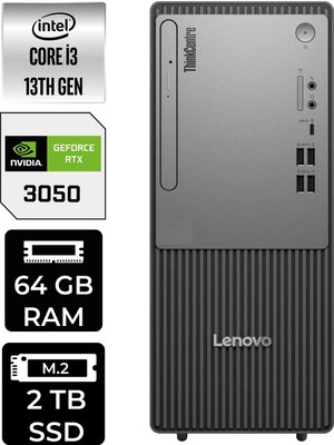 Lenovo Thinkcentre Neo 50T Intel Core I3 13100 64GB 2tb SSD RTX3050/6GB W11H Masaüstü Bilgisayar & Per4 USB Bellek 12UB0009TRP515