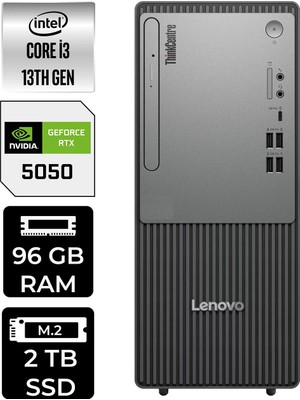 Lenovo Thinkcentre Neo 50T Intel Core I3 13100 96GB 2tb SSD RTX5050/8GB W11H Masaüstü Bilgisayar & Per4 USB Bellek 12UB0009TRP579