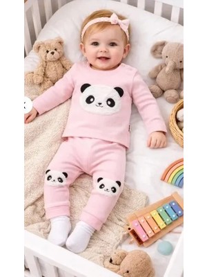 Panda Nakışlı 2’li Bebek Eşofman Takımı | Penye Kumaş, Yumuşak ve Rahat Tasarım (6-9-12-18 Ay)