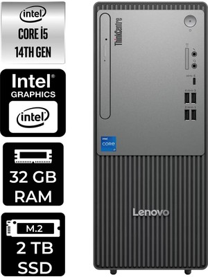 Lenovo Thinkcentre Neo 50T Intel Core I5 14400 32GB 2tb SSD W11P Masaüstü Bilgisayar & Per4 USB Bellek 12UAS1CF00P347