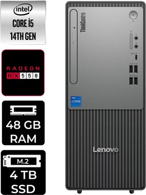 Lenovo Thinkcentre Neo 50T Intel Core I5 14400 48GB 4tb SSD RX550/4GB W11P Masaüstü Bilgisayar & Per4 USB Bellek 12UAS1CF00P412