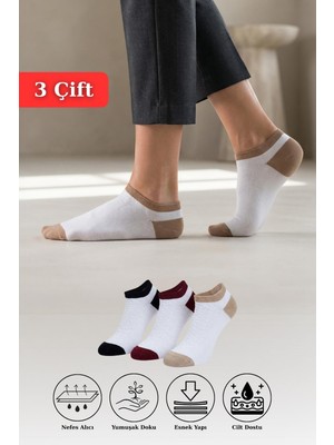 Renkli 3'lü Örme Patik Çorap 1206