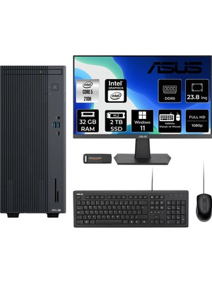 Asus Expertcenter P500MV Core 5 210H Masaüstü Bilgisayar 32GB RAM 2TB SSD 23.8" FHD Win11 Pro + Per4 USB P500C52108512B0DP587