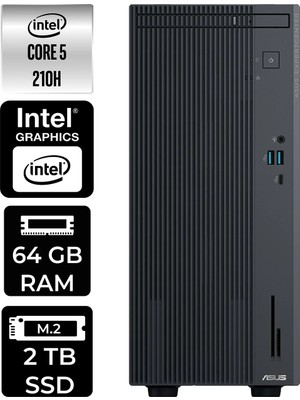 Asus Expertcenter P500MV Core 5 210H Masaüstü Bilgisayar 64GB RAM 2TB SSD FreeDOS + Per4 USB P500C52108512B0DP315