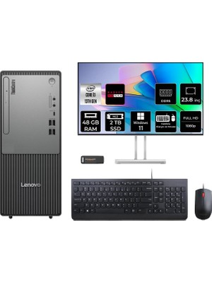 Lenovo Thinkcentre Neo 50T i3 13100 Masaüstü Bilgisayar 48GB RAM 2TB SSD 23.8" FHD Win11 Pro + Per4 USB 12UB0009TRP711