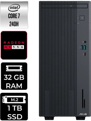Asus Expertcenter P500MV Core 7 240H Masaüstü Bilgisayar 32GB RAM 1TB SSD Win11 Home + Per4 USB P500C724016512B0DP386