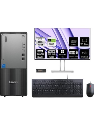 Lenovo Thinkcentre Neo 50T Intel Core I5 14400 96GB 512GB SSD RTX3050/6GB 23.8" Fhd Monitör W11P Masaüstü Bilgisayar & Per4 USB Bellek 12UAS1CF00P837
