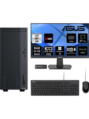 Asus Expertcenter P500MV Core 7 240H Masaüstü Bilgisayar 16GB RAM 512GB SSD 27" FHD Win11 Home + Per4 USB P500C724016512B0DP861