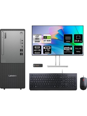 Lenovo Thinkcentre Neo 50T Intel Core I3 13100 48GB 4tb SSD GT1030/4GB 23.8" Fhd Monitör Fdos Masaüstü Bilgisayar & Per4 USB Bellek 12UB0009TRP732