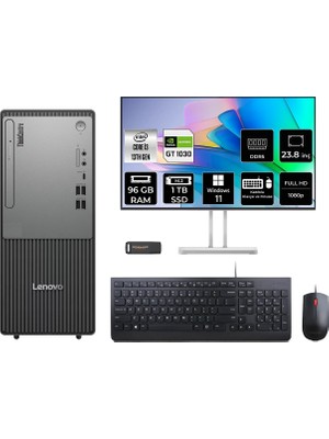 Lenovo Thinkcentre Neo 50T i3 13100 Masaüstü Bilgisayar 96GB RAM 1TB SSD 23.8" FHD Win11 Pro + Per4 USB 12UB0009TRP778