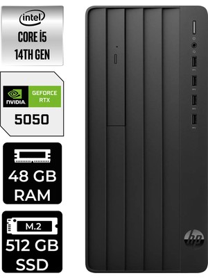 HP Prodesk 2 i5 14400 RTX 5050 8GB 48GB RAM 512GB SSD FreeDOS B70VQATPN549 Masaüstü Bilgisayar + Per4 USB