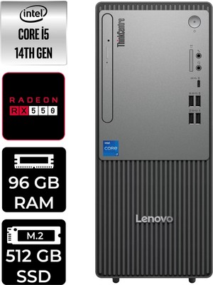 Lenovo Thinkcentre Neo 50T Intel Core I5 14400 96GB 512GB SSD RX550/4GB W11H Masaüstü Bilgisayar & Per4 USB Bellek 12UAS1CF00P397
