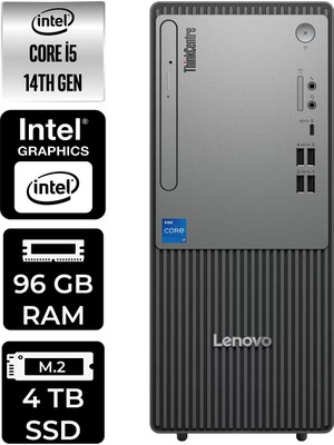 Lenovo Thinkcentre Neo 50T Intel Core I5 14400 96GB 4tb SSD W11P Masaüstü Bilgisayar & Per4 USB Bellek 12UAS1CF00P360