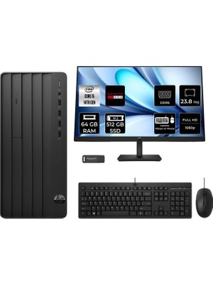 Hp Prodesk 2 Intel Core I5 14400 64GB 512GB SSD RX550/4GB 23.8" Fhd Monitör Fdos Masaüstü Bilgisayar & Per4 USB Bellek B70VQATPN673