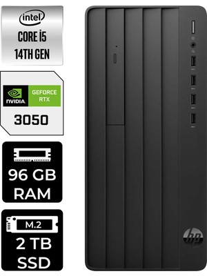 HP Prodesk 2 i5 14400 RTX 3050 96GB RAM 2TB SSD Win11 Home B70VQATPN519 Masaüstü Bilgisayar + Per4 USB