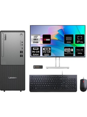 Lenovo Thinkcentre Neo 50T Intel Core I3 13100 96GB 512GB SSD RX550/4GB 27" Fhd Monitör Fdos Masaüstü Bilgisayar & Per4 USB Bellek 12UB0009TRP977