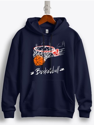 MGAX Basketbol Basketball Pota Baskılı Regular Kapşonlu Sweatshirt