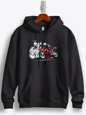 MGAX Motosiklet Koruyucu Meleği Baskılı Regular Kapşonlu Sweatshirt