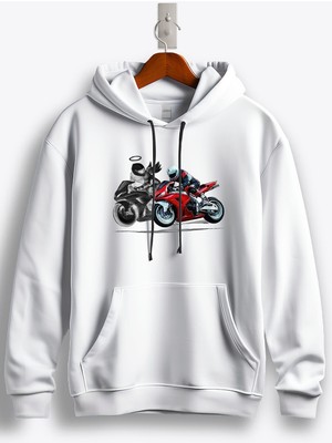 MGAX Motosiklet Koruyucu Meleği Baskılı Regular Kapşonlu Sweatshirt