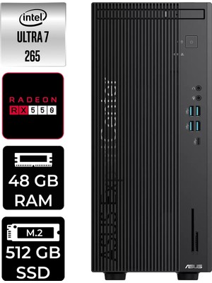 Asus Expertcenter B900MF Core Ultra 7 265 Masaüstü Bilgisayar 48GB RAM 512GB SSD Win11 Home + Per4 USB B9000072650010P471