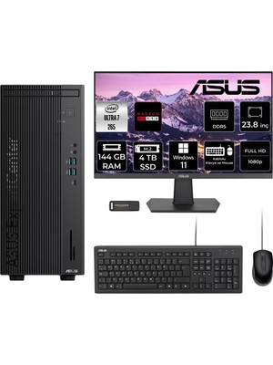 Asus Expertcenter B900MF Core Ultra 7 265 Masaüstü Bilgisayar 144GB RAM 4TB SSD 23.8" FHD Win11 Pro + Per4 USB B9000072650010P1254