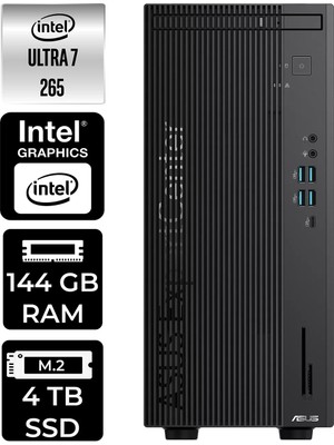 Asus Expertcenter B900MF Core Ultra 7 265 Masaüstü Bilgisayar 144GB RAM 4TB SSD Win11 Pro + Per4 USB B9000072650010P414