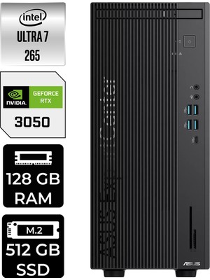Asus Expertcenter B900MF Core Ultra 7 265 RTX 3050 Masaüstü Bilgisayar 128GB RAM 512GB SSD Win11 Home + Per4 USB B9000072650010P726