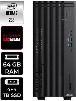 Asus Expertcenter B900MF Core Ultra 7 265 Masaüstü Bilgisayar 64GB RAM 4TB SSD Win11 Home + Per4 USB B9000072650010P480