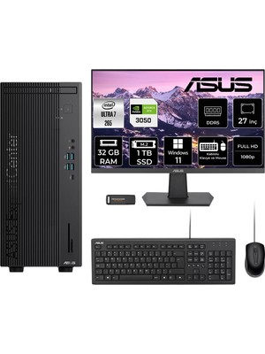 Asus Expertcenter B900MF Core Ultra 7 265 RTX 3050 Masaüstü Bilgisayar 32GB RAM 1TB SSD 27" FHD Win11 Home + Per4 USB B9000072650010P2147