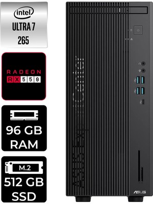 Asus Expertcenter B900MF Core Ultra 7 265 Masaüstü Bilgisayar 96GB RAM 512GB SSD FreeDOS + Per4 USB B9000072650010P441