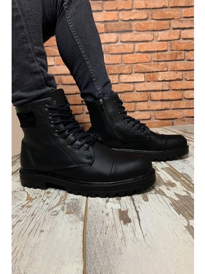 Conteyner Siyah Erkek Fermuarlı Bot Kaymaz Taban Ve Ortapedik İç Taban İle Rahat Kullanım