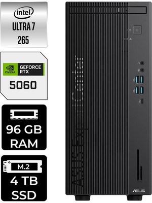 Asus Expertcenter B900MF Core Ultra 7 265 RTX 5060 8GB Masaüstü Bilgisayar 96GB RAM 4TB SSD FreeDOS + Per4 USB B9000072650010P924