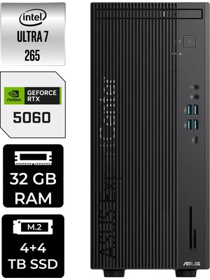 Asus Expertcenter B900MF Core Ultra 7 265 RTX 5060 8GB Masaüstü Bilgisayar 32GB RAM 4TB SSD Win11 Home + Per4 USB B9000072650010P950