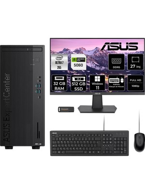 Asus Expertcenter B900MF Core Ultra 7 265 RTX 5060 8GB Masaüstü Bilgisayar 32GB RAM 512GB SSD 27" FHD Win11 Pro + Per4 USB B9000072650010P2426