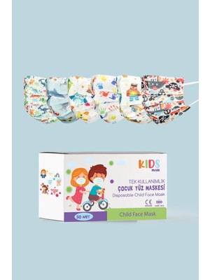 Ays Erkek Çocuk 3 Katlı Meltblownlu Telli Medikal Maske 50 Adet %96 Filtrasyon Özelliği