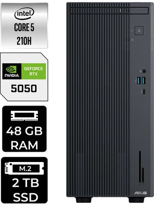 Asus Expertcenter P500MV Core 5 210H RTX 5050 8GB Masaüstü Bilgisayar 48GB RAM 2TB SSD Win11 Home + Per4 USB P500C52108512B0DP511