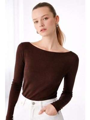 Hakke Kayık Yaka Kaşmir Ultra Hafif Bluz