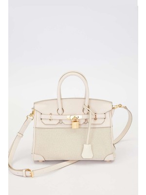 Levidor Beyaz Kemer Kilit Detay El Çantası