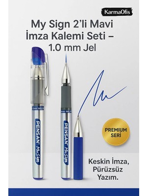 KarmaOfis My Sign 2’li Mavi Jel Imza Kalemi Seti – 1.0 mm Akıcı Yazım Premium