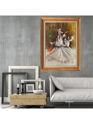 Giyense Altın Varaklı Çerçeveli Paspartulu Tablo NS1226