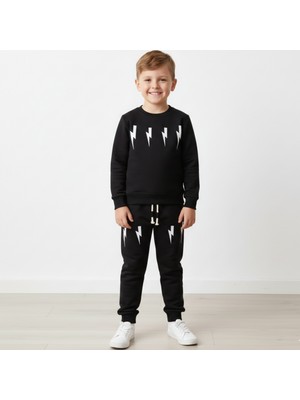 Bebolly Ikili Takım Beep Baskılı Uzun Kol Beli Lastikli Mevsimlik Eşofman Takımı