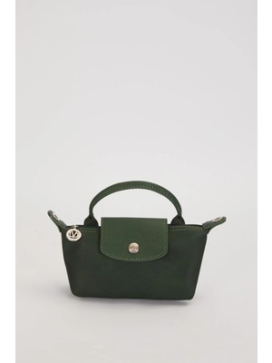 Lêvi D'or Koyu Yeşil Mini Boy Deri Kapak Detaylı El Çantası