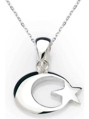 DMR Elegance Gümüş Ay Yıldız Bayrak Kolye