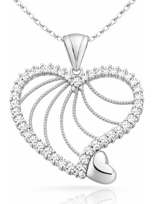 DMR Elegance Gümüş Kalpli Bayan Kolye