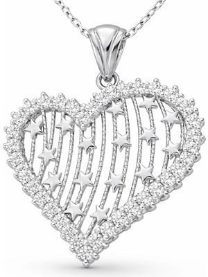 DMR Elegance Gümüş Kalpli Bayan Kolye