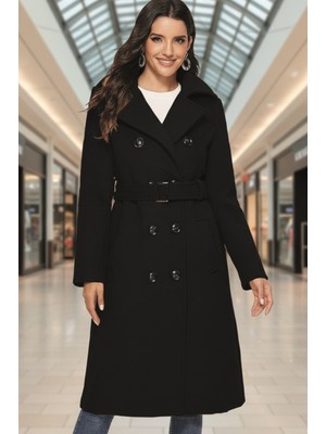 Barbora Aksesuarlı Kaşe Kaban Kemer Detaylı