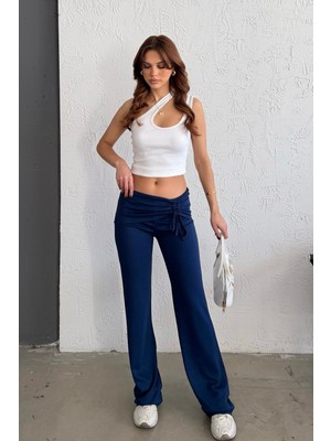 Bejna Kadın Büzgü Bağlama Detaylı Esnek Spor Pantolon