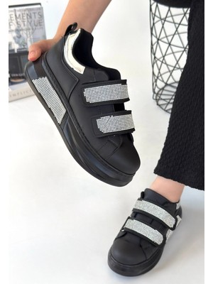 Erbilden Nino Siyah Cilt Cırt Cırtlı Spor Ayakkabı